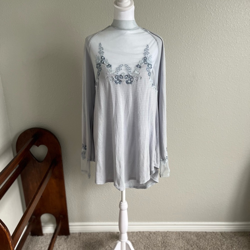 Free People Light Blue Floral Mini Dress
